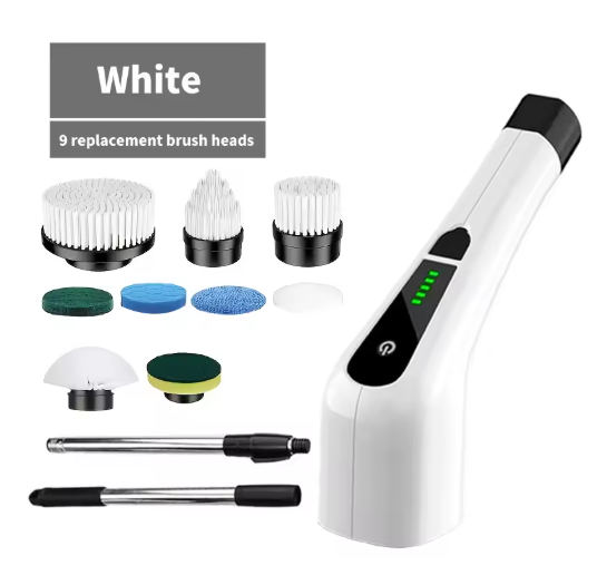 CLENZA PowerBrush utilisée avec manche extensible pour nettoyer une baignoire sans se baisser